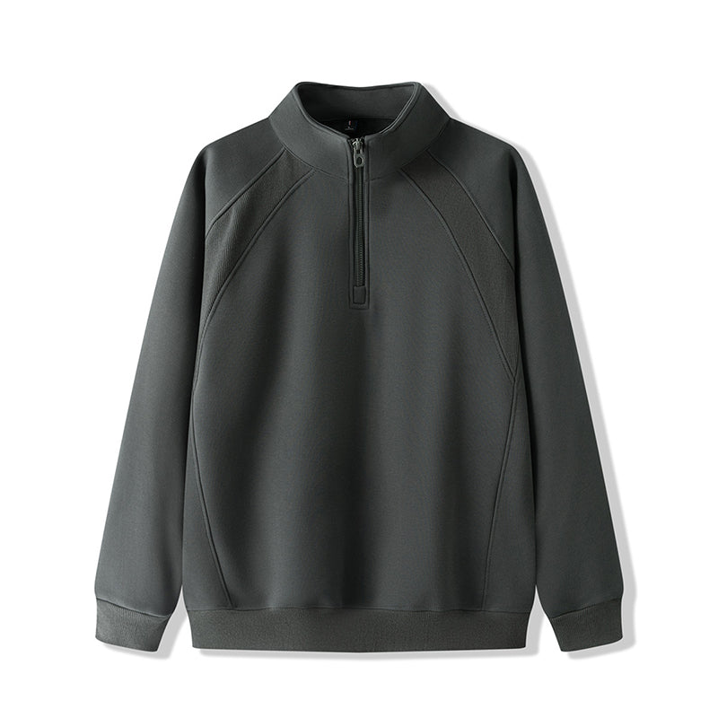 Sweat-shirt à fermeture éclair quart de longueur pour hommes, grande taille
