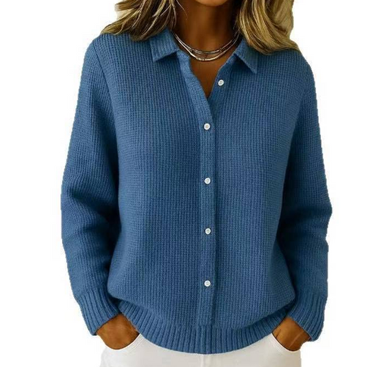 Pull élégant pour femme avec col et boutonné