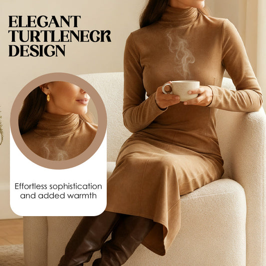 🎁Élégante robe moulante à col roulé et manches longues