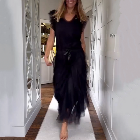 Jupe longue élégante à volants irréguliers pour femme