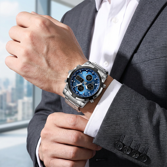 📢📢63% DE RÉDUCTION !! ⏰ Montre Analogique-Numérique Militaire Étanche pour Hommes – 48mm, Multifonction & Bracelet en Acier Inoxydable ! 🕰️💪