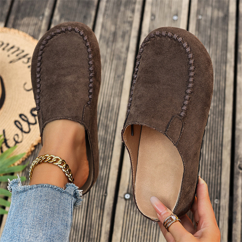 👡 50% DE RÉDUCTION! 🩴 Pantoufles Mules Femme à Bout Large Fermé – Semelle Moelleuse, Antidérapantes & Parfaites Pour Un Confort Douillet À La Maison 🏠
