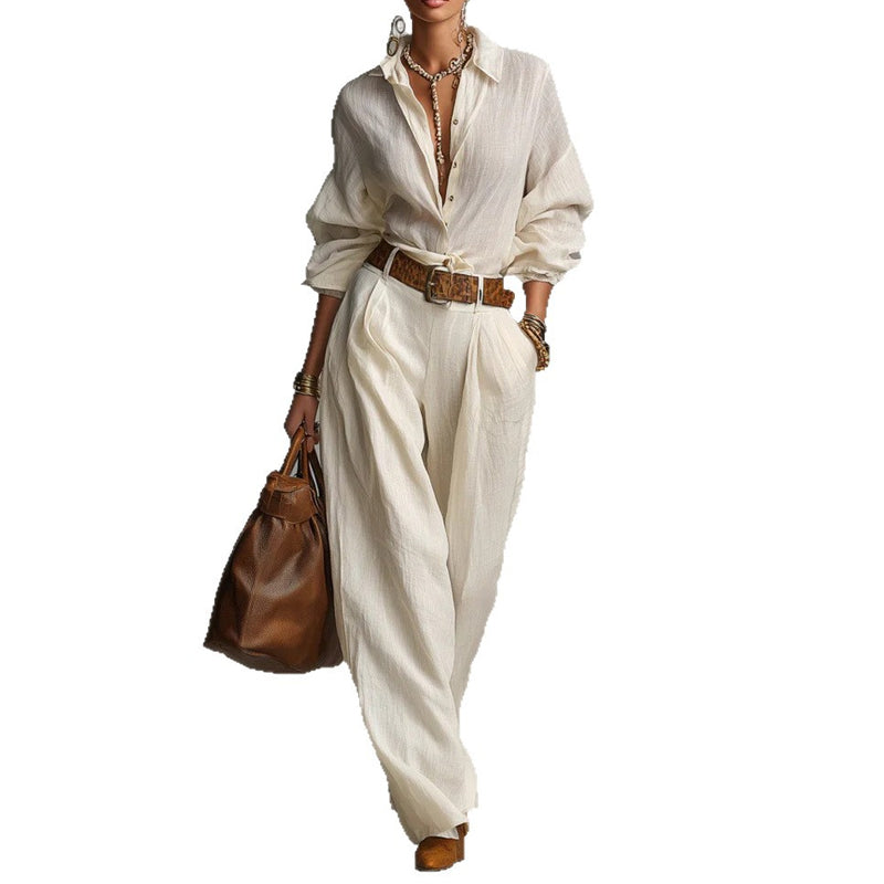 📢60 % DE RÉDUCTION !! ⏰ Du Bureau au Café | Ensemble Chemise Large & Pantalon Palazzo – Minimaliste, Confortable & Polyvalent 💼