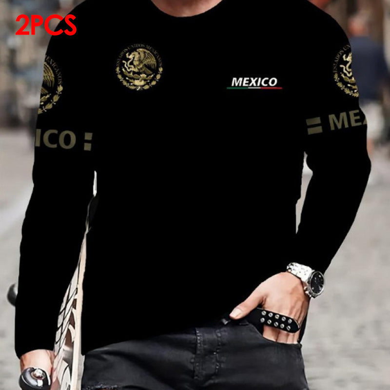 T-shirt à col rond et manches longues pour homme