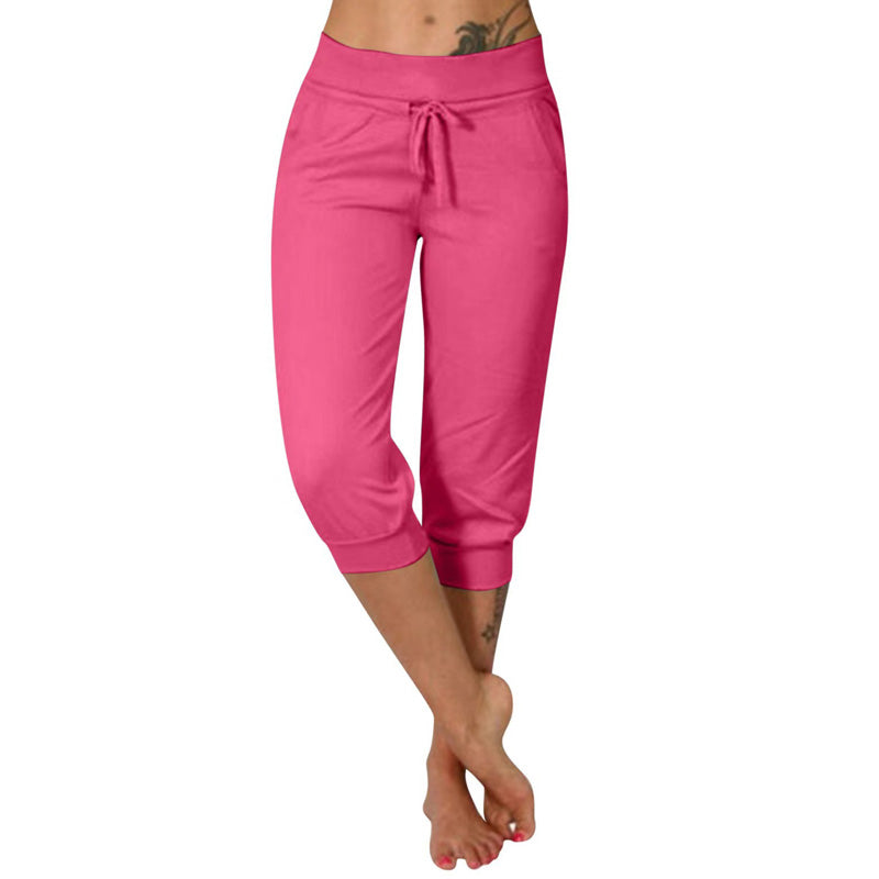 đ 50% DE RĂDUCTION ! đ Pantalon de Jogging 3/4 Taille Haute â Coupe Slim, Cordon Ajustable & Poches Pratiques (6 Couleurs, Sâ3XL) đđž