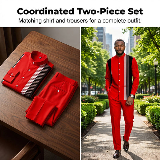 Ensemble 2 pièces homme chemise rayée et pantalon – style sans effort