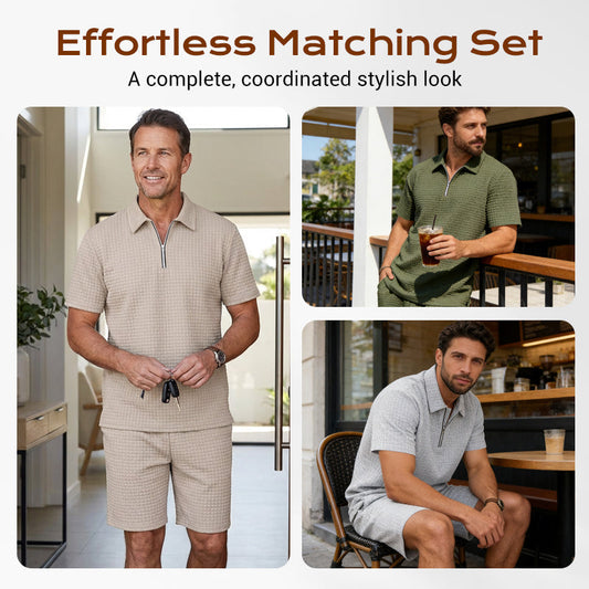 Ensemble haut et short à manches courtes de couleur unie pour hommes