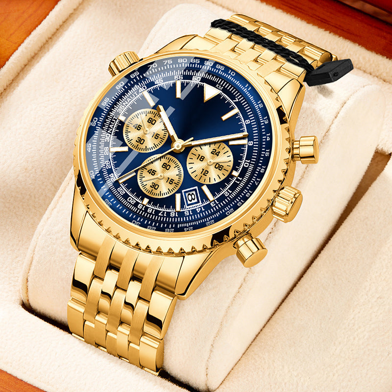 📢📢50 % DE RÉDUCTION !! ⏰ Montre d'affaires classique multifonction pour homme – Acier inoxydable, chronographe et étanche jusqu'à 30 mètres