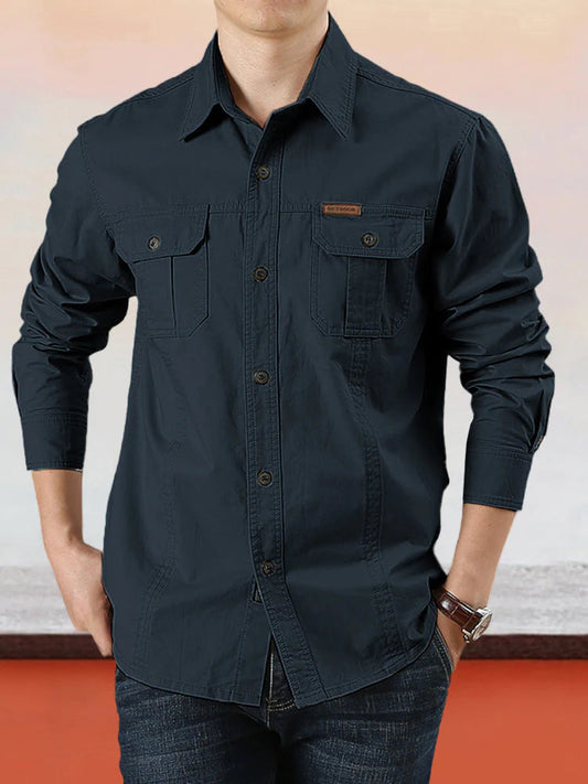 👔 50% DE RÉDUCTION ! ✨🏔️Chemise de Travail en Coton 100% pour Homme – Coutures Doubles, Évacuation d'Humidité 🍂