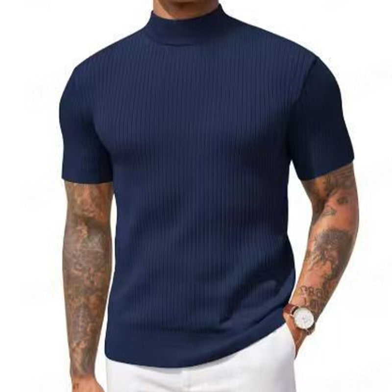 👔 DU CASUAL AU CHIC | T-shirt Côtelé à Col Montant -50 %