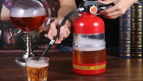 🍻⚽ Seau à bière populaire design extincteur – système de pression manuelle – idéal pour les diffusions publiques et les soirées foot
