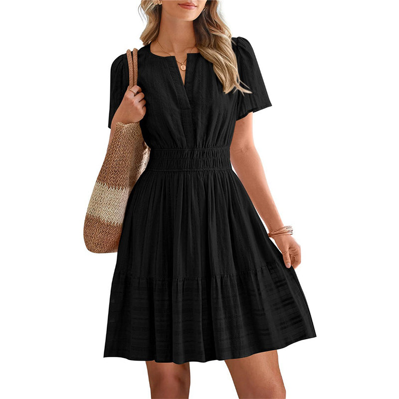 🥳SOLDES 2026🥳Mini-robe à manches courtes et à volants pour femme