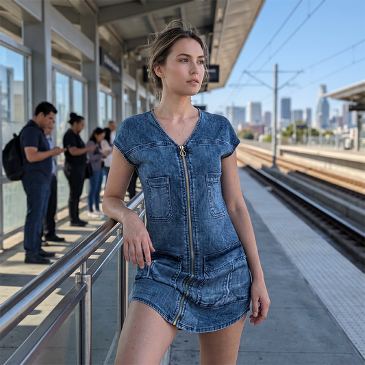 🏃♀️ Un véritable succès ! N’hésitez pas ! Robe décontractée à manches courtes et fermeture éclair pour femme