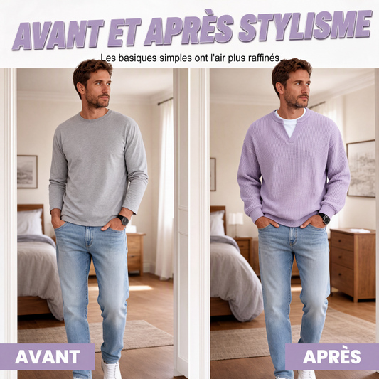 🎁 Vente 2026 — Plus de 40 100 vendus!✨T-shirt en nid d'abeille confort superposé