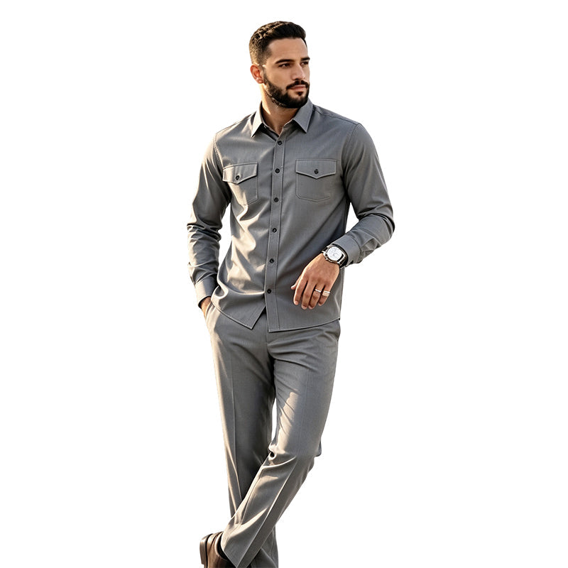 Ensemble deux pièces pour homme : chemise et pantalon en polyester
