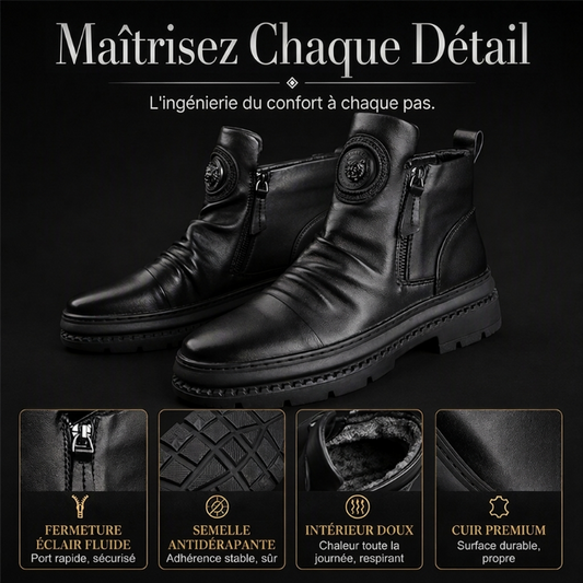Bottes chaudes à semelle antidérapante et doublure chaude pour hommes