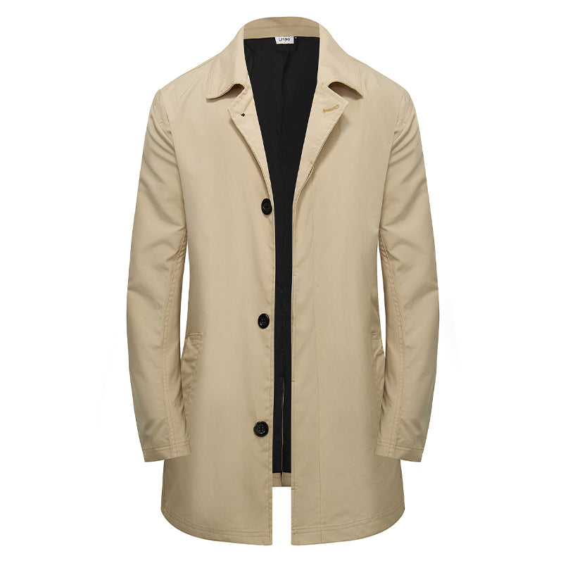 Manteau mi-long minimaliste pour homme à boutonnage simple