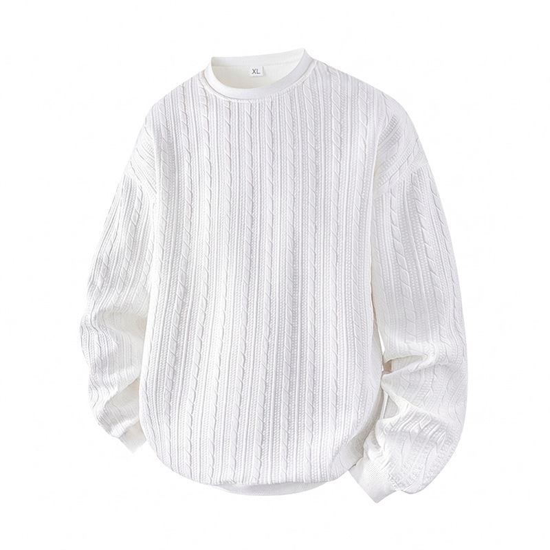 Pull en maille torsadée à col rond pour homme