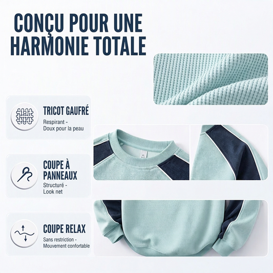 Sweat-shirt ample à blocs de couleurs pour hommes