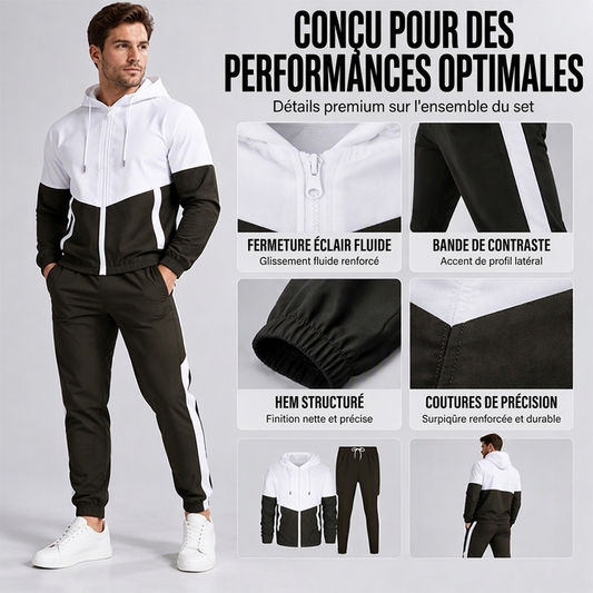 Ensemble léger veste et jogging à blocs de couleur pour homme