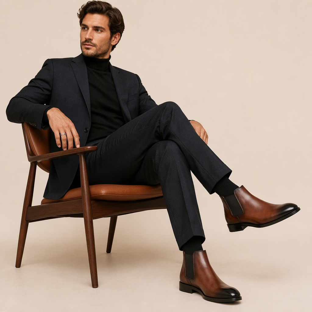 Bottines Chelsea en cuir pour hommes
