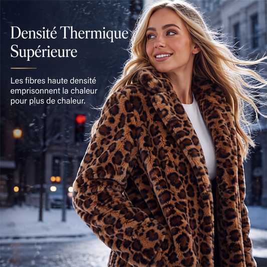 💖Soldes ! Prix cassés💖Manteau pour femme en fausse fourrure à motif léopard tendance