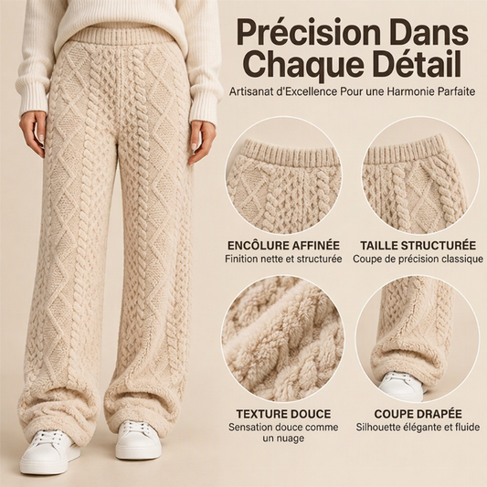 Pantalon de détente large texturé en peluche pour femme