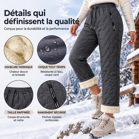 Pantalon d'hiver épais pour femme, doublé de peluche