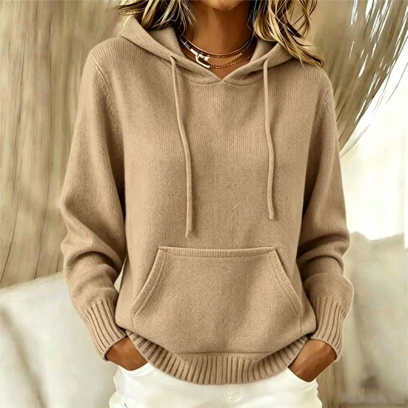 Pull en tricot à capuche décontracté pour femme