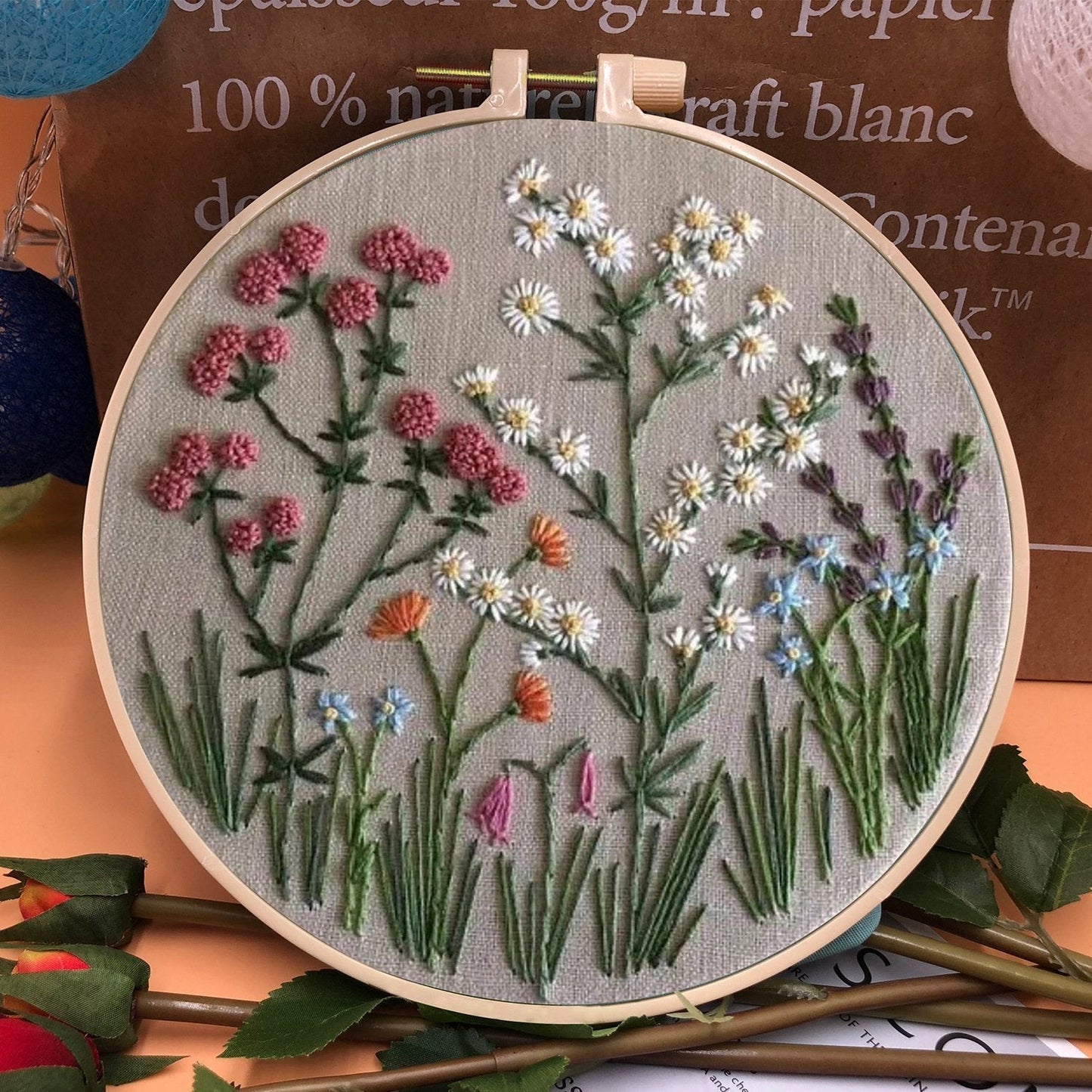 Dernier jour 49% DE RÉDUCTION - Cadeau parfait - Kit de fleur de cercle de broderie pour débutant