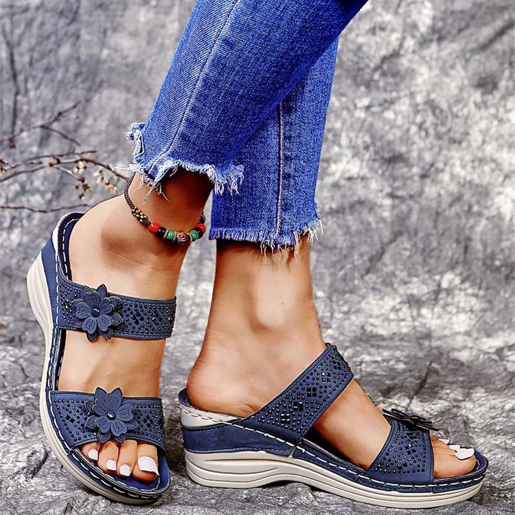 đ„Promotion du dernier jour -49 % - Sandales orthopĂ©diques Ă plateforme compensĂ©e florale