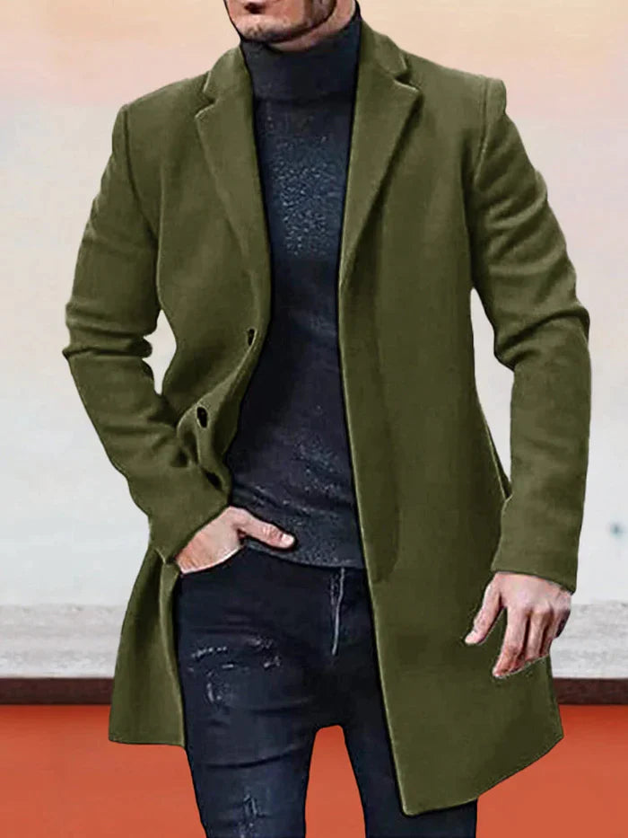 Veste de couleur unie à boucle simple pour hommes
