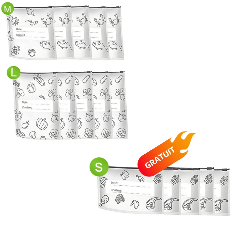 🥦 ACHETEZ 3 - RECEVEZ 2 GRATUITS ! ✨ Sacs de Conservation Aluminium Réutilisables - Garde les Aliments Frais Plus Longtemps, Écologiques et Lavables 🌱📦