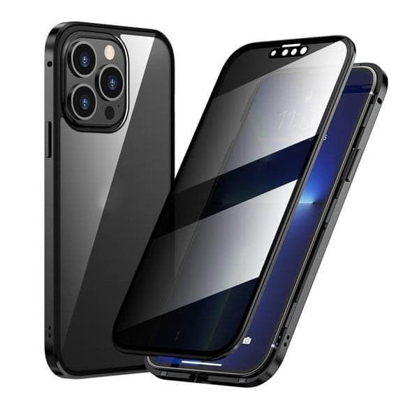 🔥👉Coque magnétique pour iPhone avec verre de confidentialité et métal