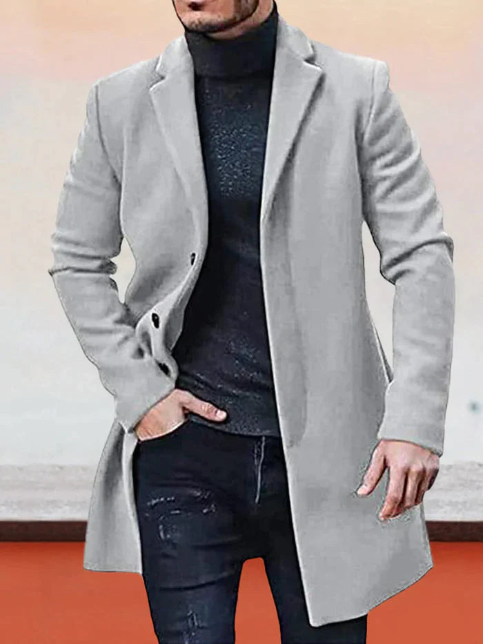 Veste de couleur unie à boucle simple pour hommes