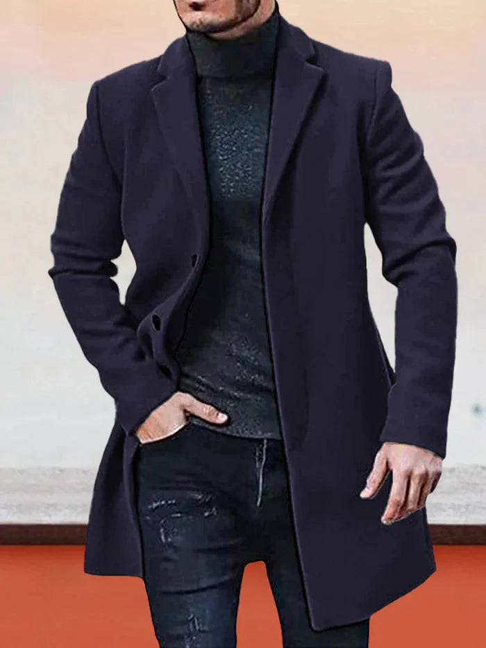 Veste de couleur unie à boucle simple pour hommes