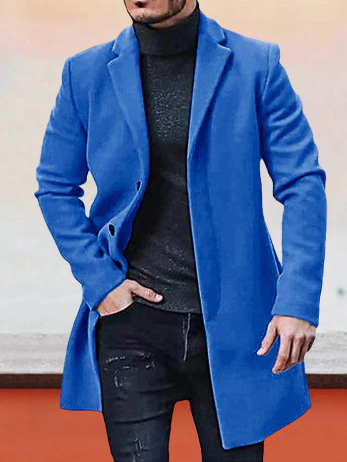 Veste de couleur unie à boucle simple pour hommes