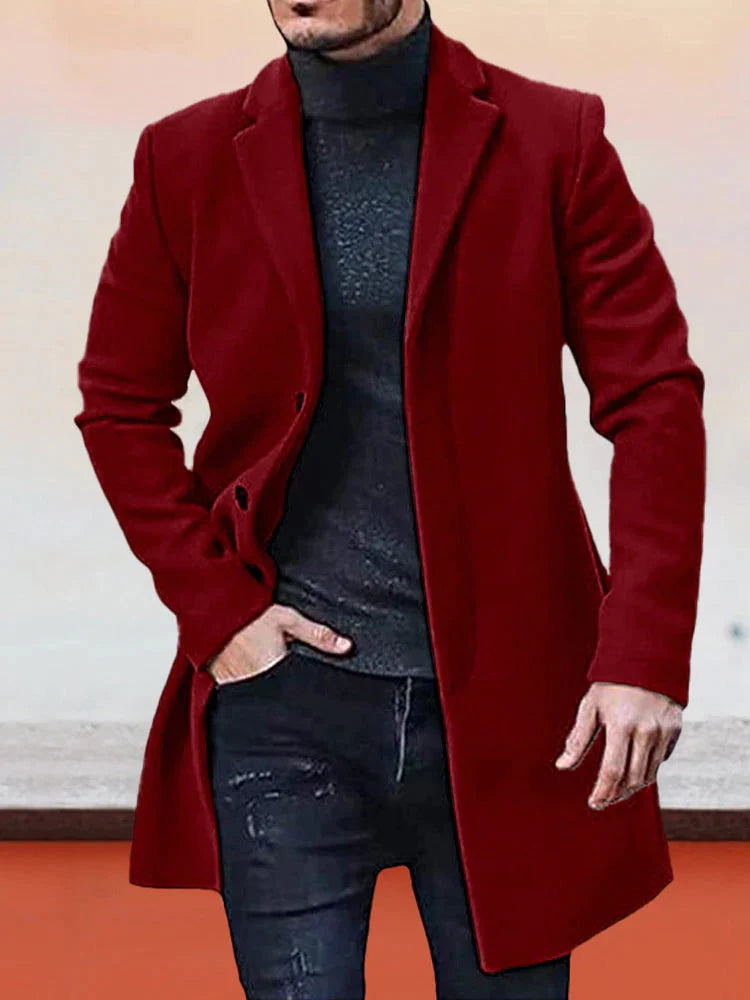 Veste de couleur unie à boucle simple pour hommes