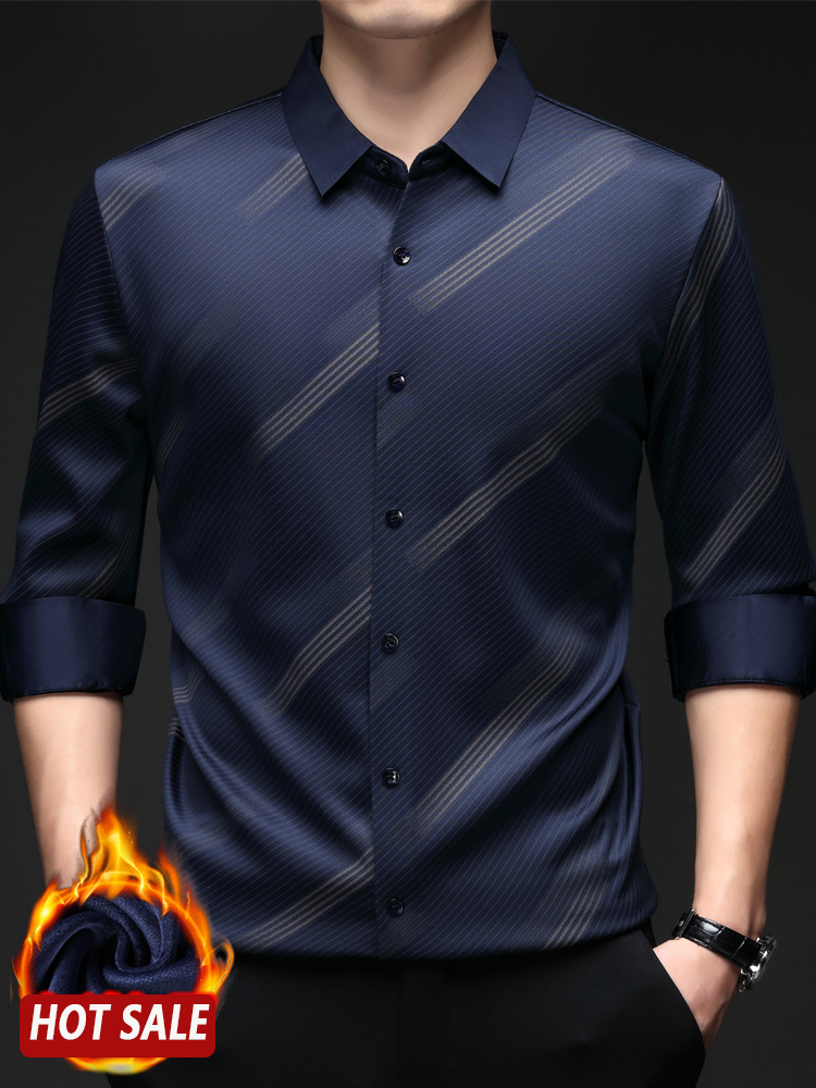 Chemise rayée chaude pour homme avec coupe confortable【Achetez-en 2 et bénéficiez de la livraison gratuite】