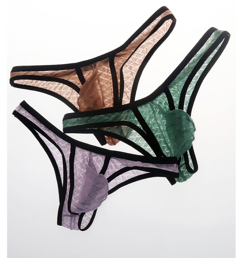 Slips ultra-minces sexy à taille basse pour hommes Bikini Ice Silk Mesh Transparent