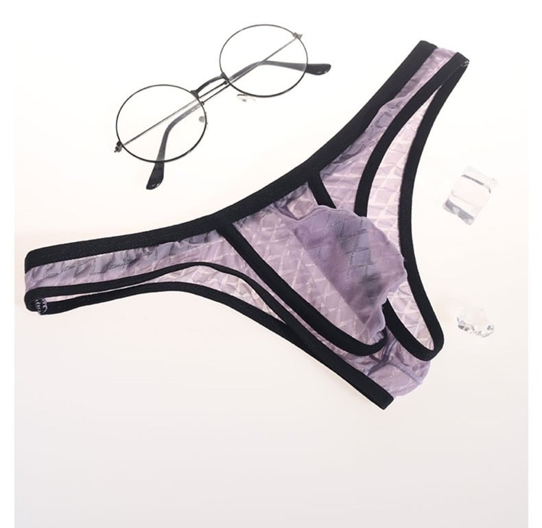 Slips ultra-minces sexy à taille basse pour hommes Bikini Ice Silk Mesh Transparent