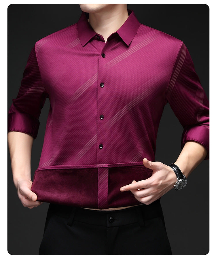 Chemise rayée chaude pour homme avec coupe confortable【Achetez-en 2 et bénéficiez de la livraison gratuite】