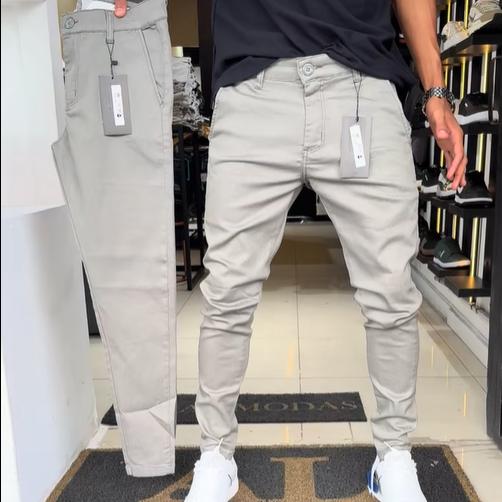 👖Pantalon slim décontracté pour homme, couleur unie + ceinture