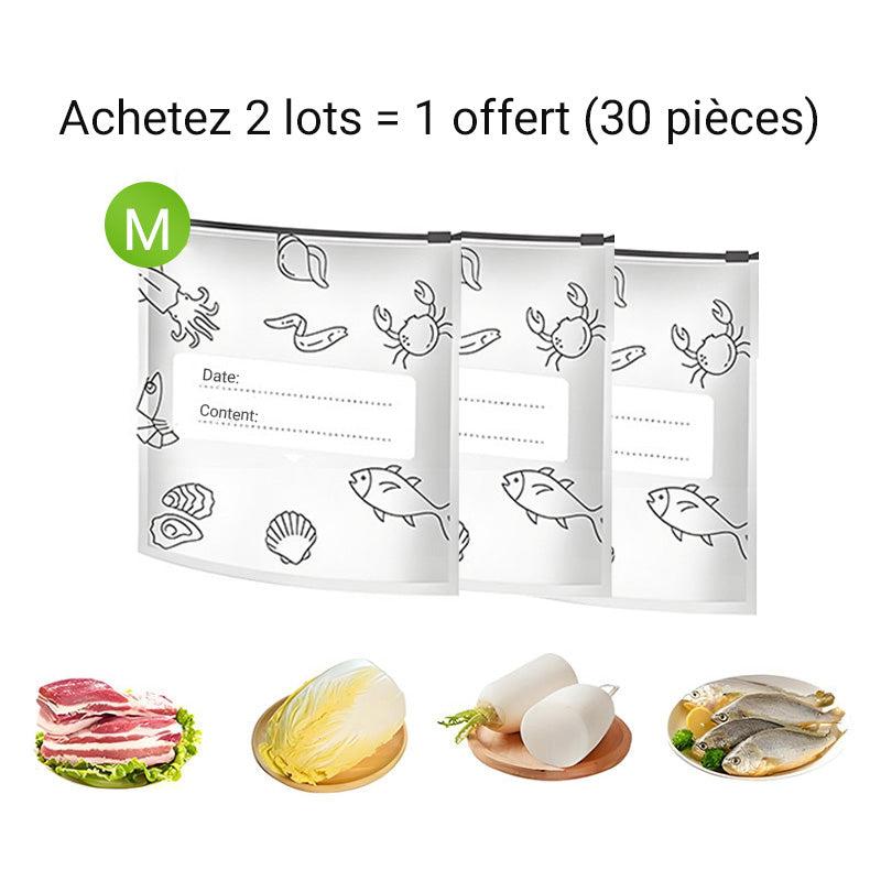 🥦 ACHETEZ 3 - RECEVEZ 2 GRATUITS ! ✨ Sacs de Conservation Aluminium Réutilisables - Garde les Aliments Frais Plus Longtemps, Écologiques et Lavables 🌱📦