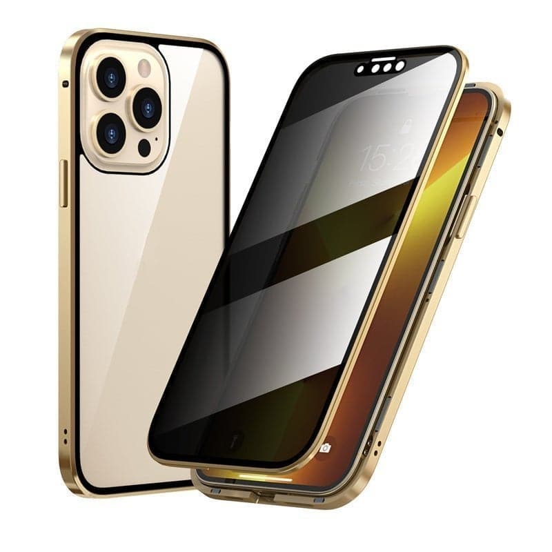 🔥👉Coque magnétique pour iPhone avec verre de confidentialité et métal