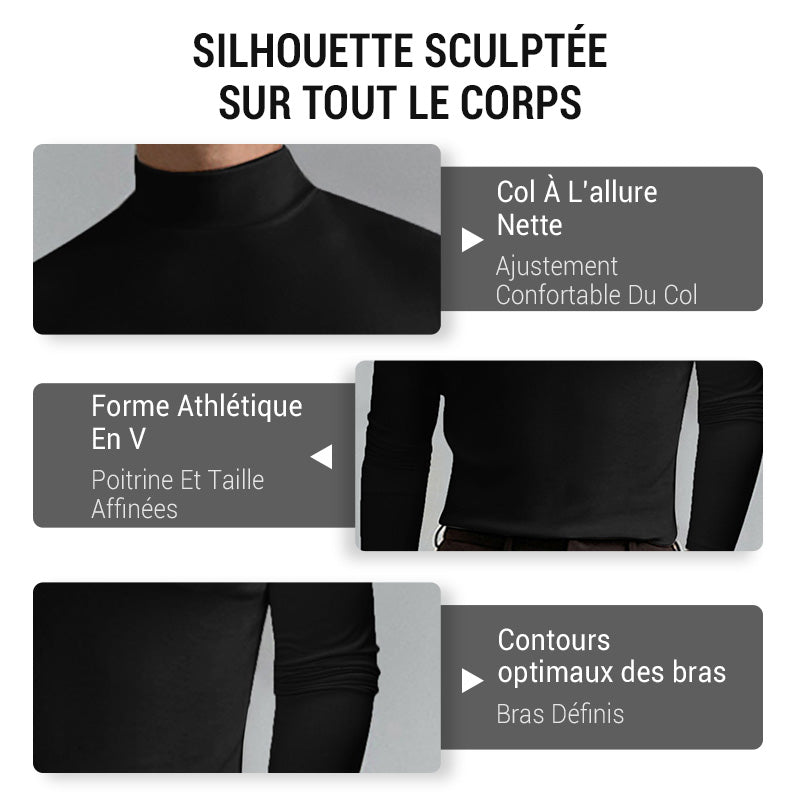 👕 60% de réduction! 🏃‍♂️ T-shirt Homme à Col Montant – Coupe Adjustable, Tissu Respirant & Polyvalent Sport/Quotidien ✨