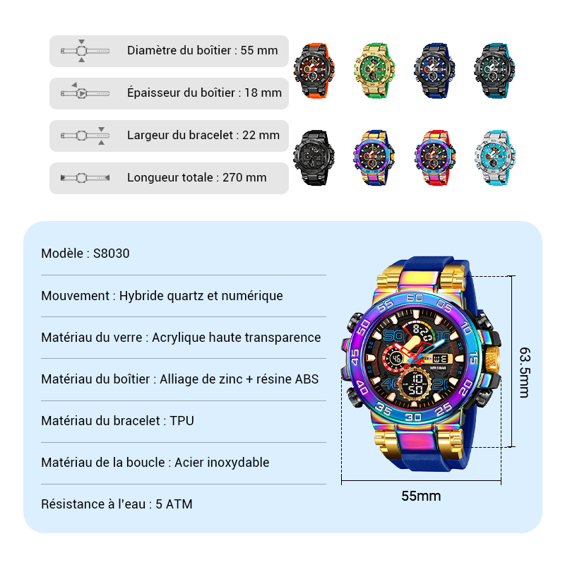 ⌚ 50 % DE RÉDUCTION ! ✨ Montre LED multifonctionnelle - Écran numérique étanche, 7 modes sportifs avec surveillance du sommeil 🌟🔋