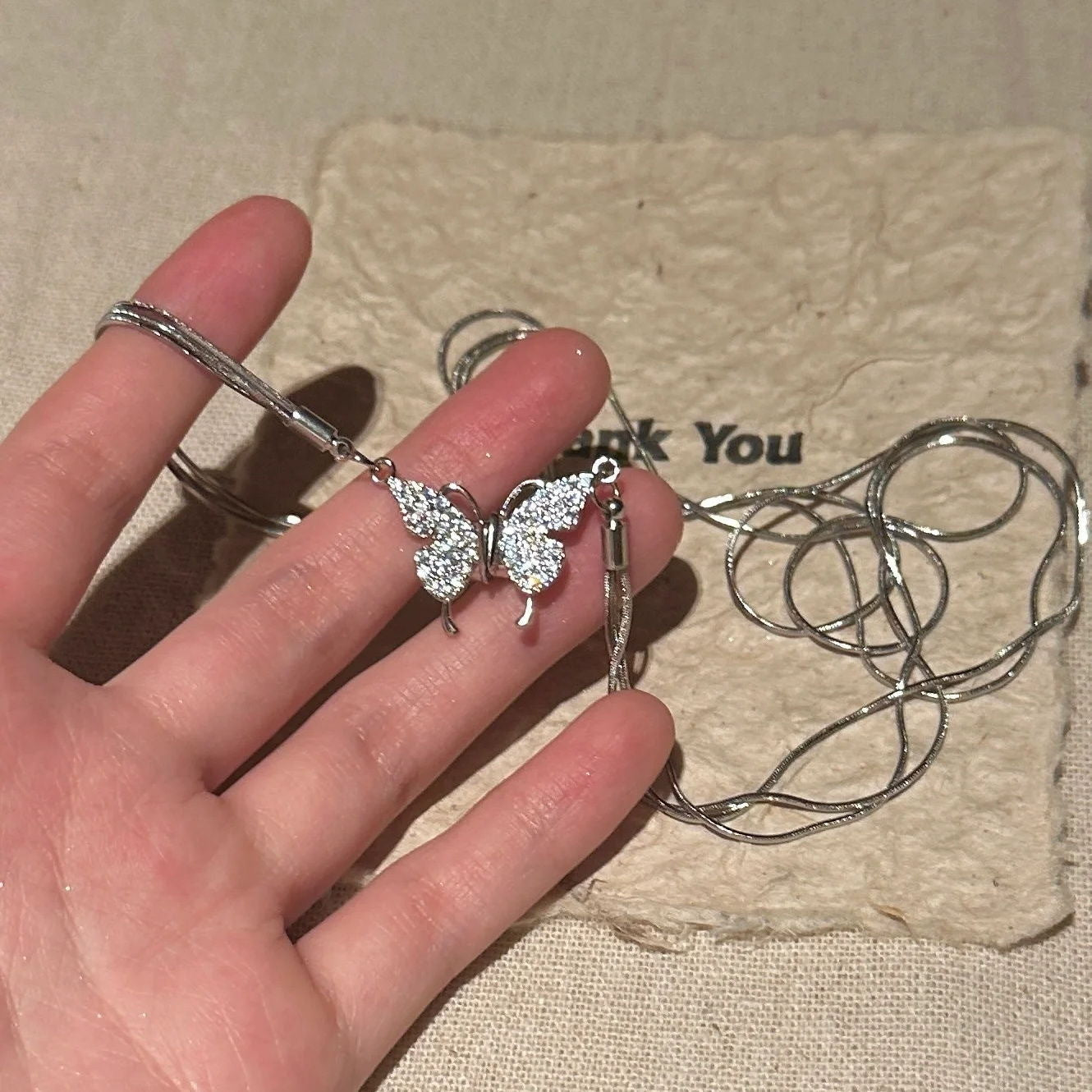 💎Collier coeur magnétique en diamants superposés💗