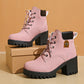 🔥【35-42】 👢✨2025 Nouveauté pour cet automne : bottines à talons épais et semelles compensées – modèle rétro à lacets pour femmes