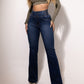 jean évasé taille haute en stretch